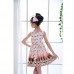 Girls Princess Chiffon Bow Belt Sleeveless Bubble Peacock Dress Party Clothes